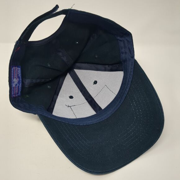 USA American Flag Patch Strapback Hat Blue One Size Eagle Crest 6 Panel - Picture 6 of 8